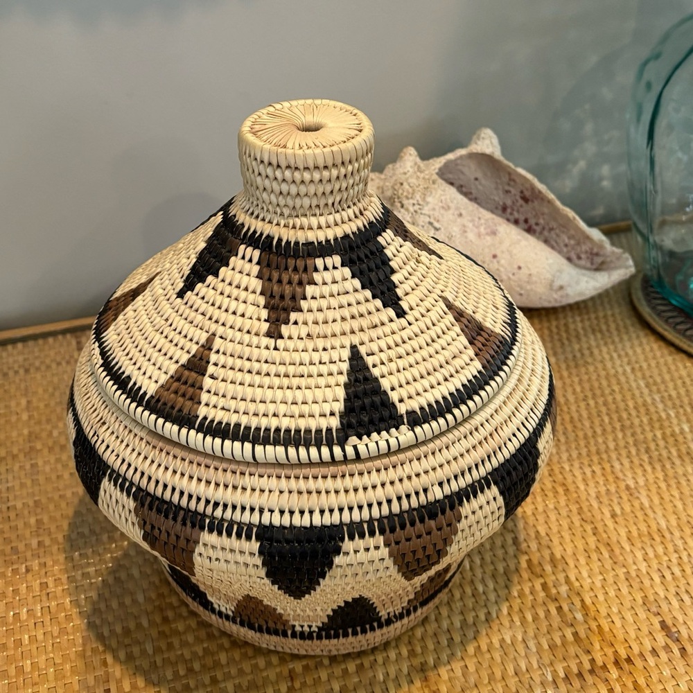 Natural Colored Handmade Palm Leaf Woven Basket